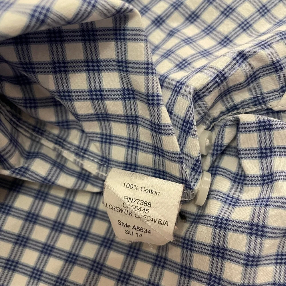 Men’s J.Crew Blue White Tartan Plaid Button Down Shirt XS Classic Fit - Picture 4 of 4